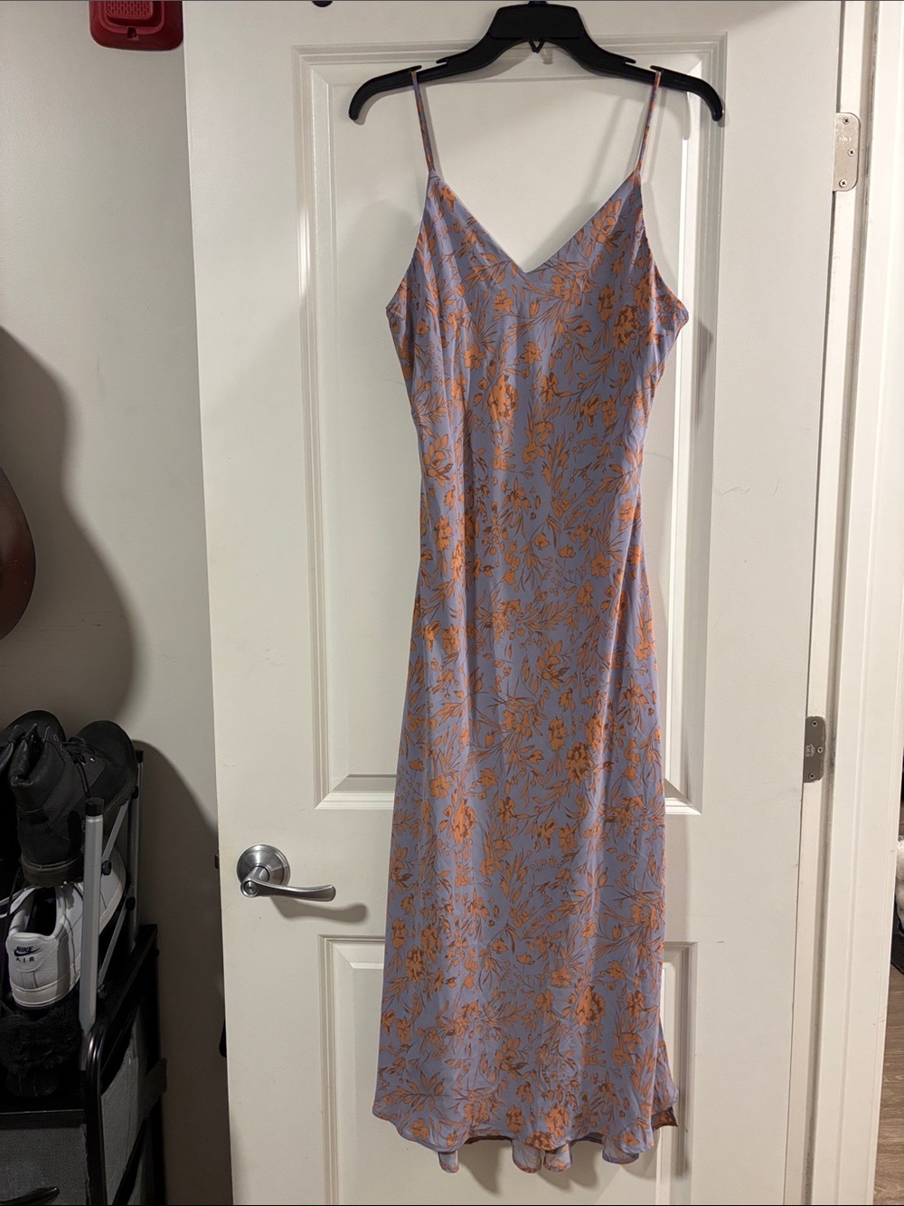 Floral Slip Dress in Lavender with Orange Print